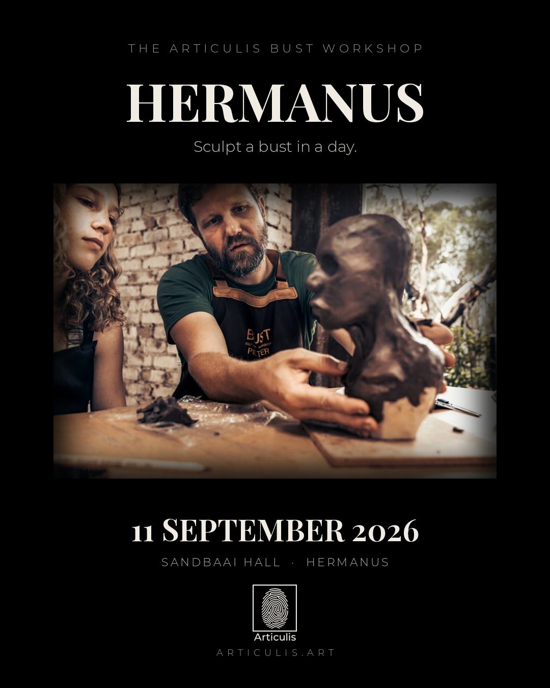 BUST Sculpture Workshop, Hermanus (R1240 deposit, 50% of R2480)