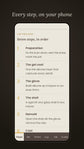 The Mould and Cast app on a phone, showing the seven steps in order