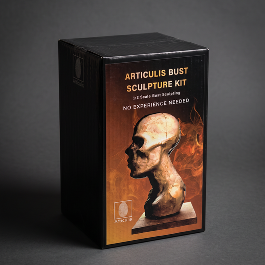 Articulis Bust Sculpture Kit box, 1:2 scale bust sculpting, grey studio background